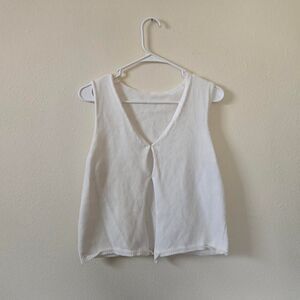 Women's White Cotton Layering Styling Clasp Closure Lightweight Vest Large